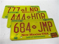 Three New Mexico License Plates