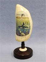 Stunning colored scrimshawed fossilized whales too