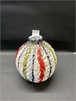 Vtg Italy Ball shape vase raised painted design