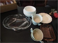 SERVING TRAYS, TEACUPS, BOWLS