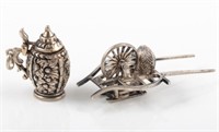 (2) SILVER MINIATURES - RICKSHAW & BEER STEIN