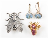 BEAU FLY PIN & SILVER BUG JEWELRY