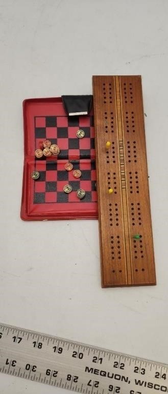 Cribbage board and pocket checkers