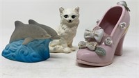 Vintage Figurine Lot incl Cat, Shoe, Dolphin