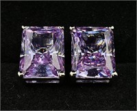 Large Purple Stone Sterling Earrings