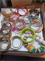 Large Lot of Bangle and Cuff Bracelets