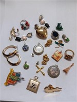 Lot to Include Costume Earrings, Pendants, Pins,