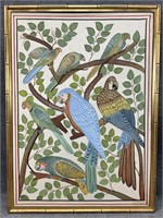 Large Tropical Bird Textile Painting