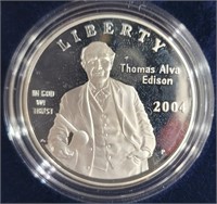 2004 Thomas Edison Silver Proof Dollar In United
