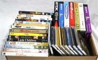 Box Lot of Assorted DVDs, CDs, VHS Tapes