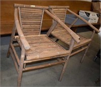 Two Natural Bamboo Slat Chairs