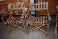 Two Natural Bamboo Folding Chairs
