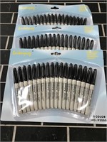 3 Pks of 18 Bold Point Black Permanent Markers