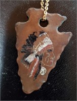 Vintage western copper arrowhead necklace w indian