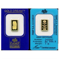 1 Gram Pamp Suisse Gold Ingot