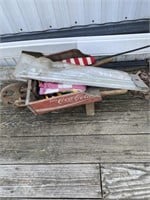 Coca-Cola Crate Wheel Barrow with Flags