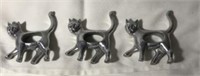 Set of three Pewter Napkin Ring Holders Cats