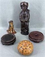 Wooden Figurines, Carved Gord, Wooden Stands,