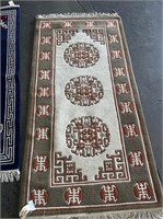 Green Tibetan Floral Pattern Runner Rug