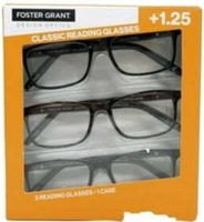 Foster Grant Classic Reading Glasses +1.25 3 Count