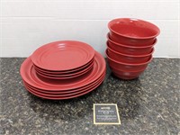 Pastel Red Ceramic Plate/Bowl Set
