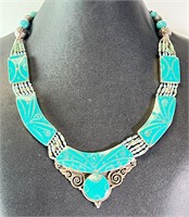 Gorgeous Alpaca Tiebetan Silver Turquoise Necklace