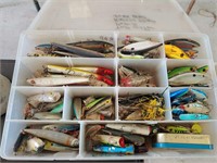 Container with Fishing Plugs, etc.,