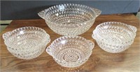 Crystal Pattern Glass Berry Bowl Set