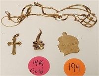 279 - 14kt GOLD CHARMS & CHAIN (194)