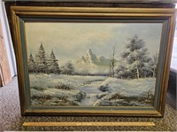 Vintage Framed Oil On Canvas- Signed- Winter