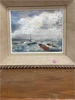 Small Nautical Signed Oil On Canvas