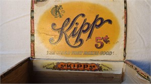 Rare Orange “Kipp” Hastings Ne. Wooden Cigar Box.