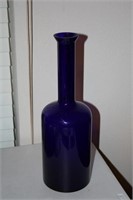 Cobalt blue glass vase, 16" tall