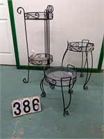 3 Assorted Plant Stands w/ Tray