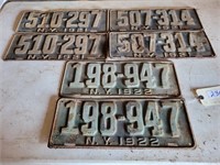 3 SETS (2) 1921 (1) 1922 NY LICENSE PLATES