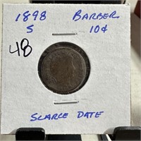 1898-S BARBER SILVER DIME SCARCE DATE