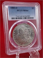 1885-O Morgan Dollar PCGS Graded MS-64