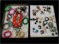 Two boxes costume jewelry: Kramer, pierced and