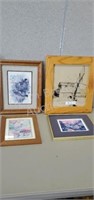 6 assorted picture frames and wall art