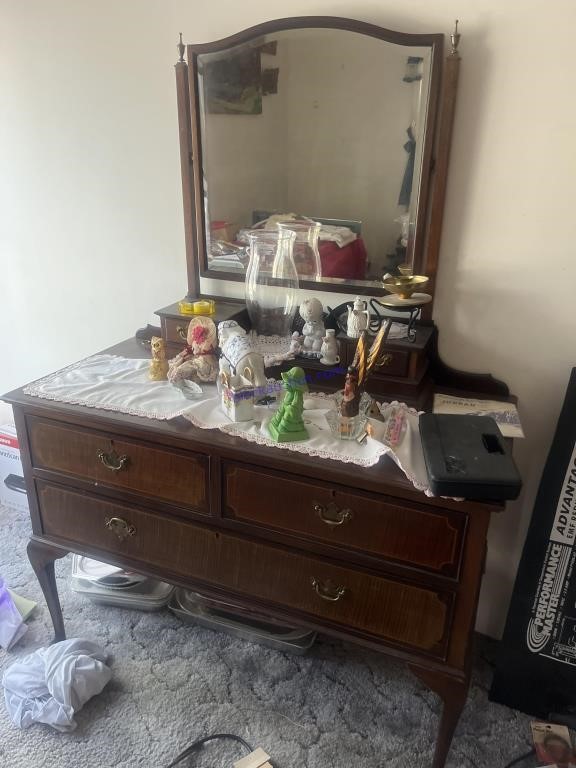 Antique dresser and mirror