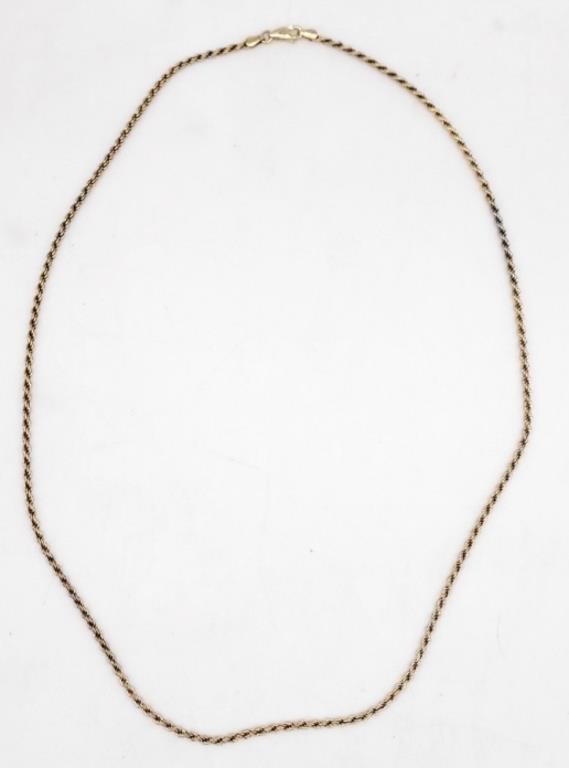 (WX)  Gold Tone Over Sterling Silver Rope Chain