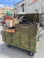 Green Dresser, Wood Box, Pipe Fittings etc