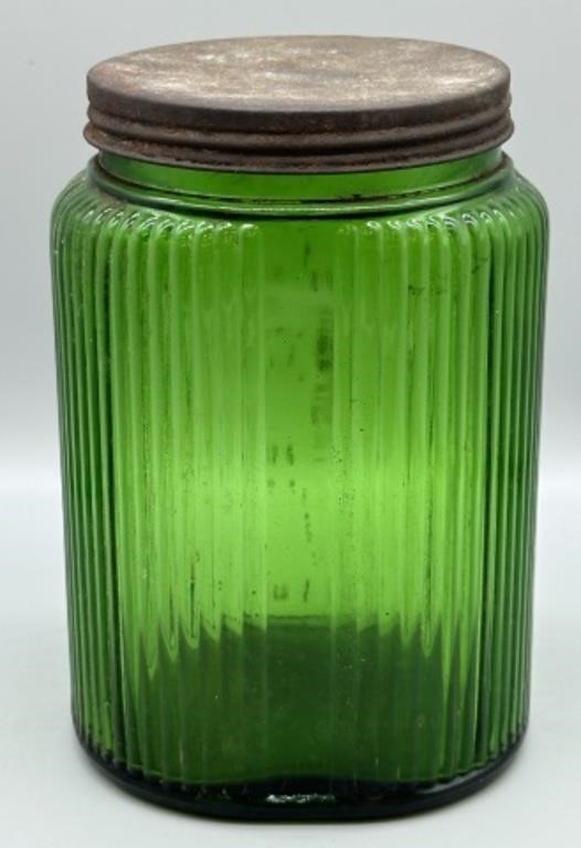 Green Hoosier Jar w/Lid