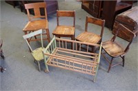 Children's Furniture Lot-5 Chairs, 1 Doll Crib
