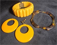 Butterscotch Bakelite Bracelets and earrings