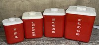 Retro red canister set 4pcs