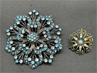 (2) Vintage Jewelry: Brooches