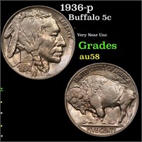 1936-d Buffalo Nickel 5c Grades Choice AU/BU Slide