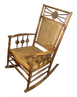 Antique Victorian Cane Bottom Rocking Chair