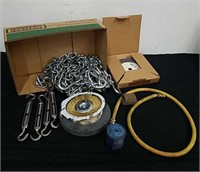 Chain, sanding discs, hose, and anchors